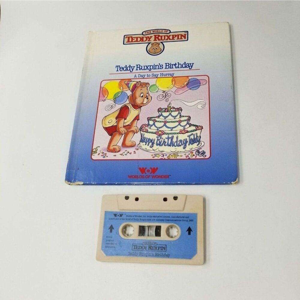 Vintage Teddy Ruxpin Birthday A Day to Say Hurray Book and Cassette WOW